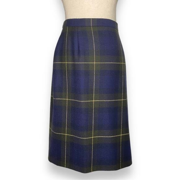 Vintage Escada New Wool Green Tartan Plaid Pencil Skirt Women’s Size 44 - Picture 1 of 9